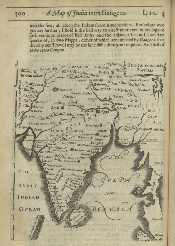 Page 300 mainly showing an outline map of india with towns,cities, mountains and rives depicted.